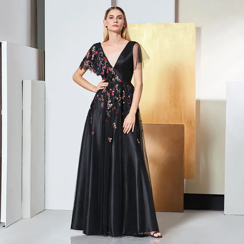 Tanpell black prom dresses v neck appliques floor length a line dress women formal evening party plus custom prom gown 2019
Tanpell black prom dresses v neck appliques floor length a line dress women formal evening party plus custom prom gown 2019