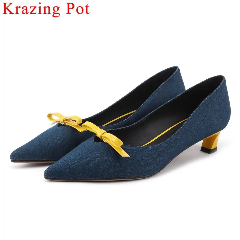 Krazing Pot Spring newest butterfly-knot decoration med heels slip on pointed toe celebrity party fashion show women pumps L23
Krazing Pot Spring newest butterfly-knot decoration med heels slip on pointed toe celebrity party fashion show women pumps L23