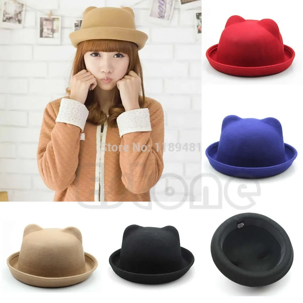 2018 Fashion Unisex Wool Cat Ears Hat Parent-Child Women Fedora Bowler Hats Ear Cap Derby Cat 4 Colors Hot Sale
2018 Fashion Unisex Wool Cat Ears Hat Parent-Child Women Fedora Bowler Hats Ear Cap Derby Cat 4 Colors Hot Sale