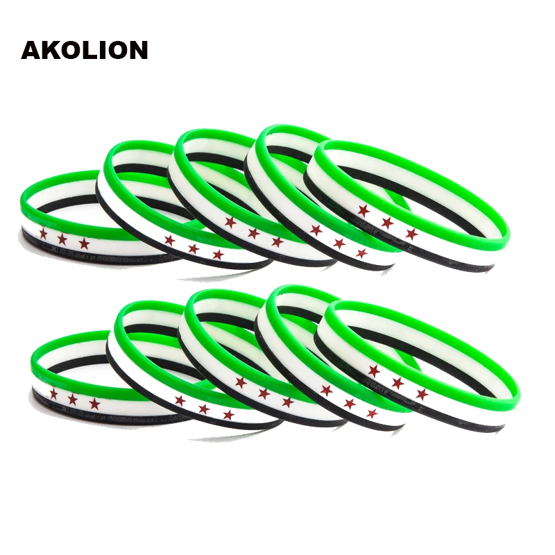 Syria Flag Silicone Rubber Bracelets Sports Wrist Band Bangle for Women Men 10pcs FB-0003
Syria Flag Silicone Rubber Bracelets Sports Wrist Band Bangle for Women Men 10pcs FB-0003