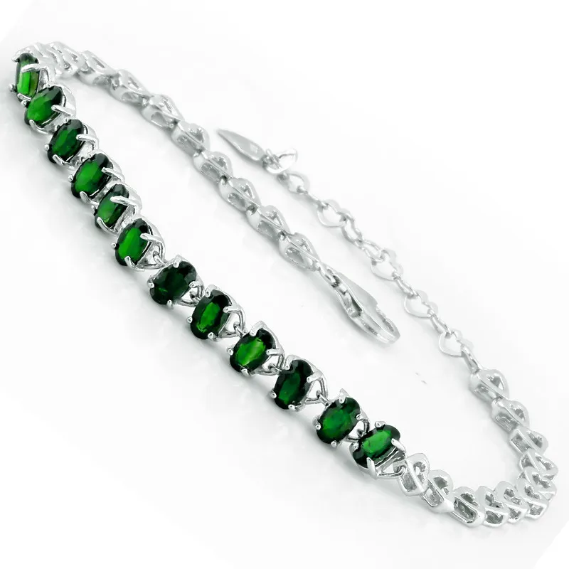 Natural Diopside Bracelet 925 Sterling Silver Russian Emerald Crystal Woman Fashion Fine Elegant Jewelry Queen Birthstone Gift
Natural Diopside Bracelet 925 Sterling Silver Russian Emerald Crystal Woman Fashion Fine Elegant Jewelry Queen Birthstone Gift