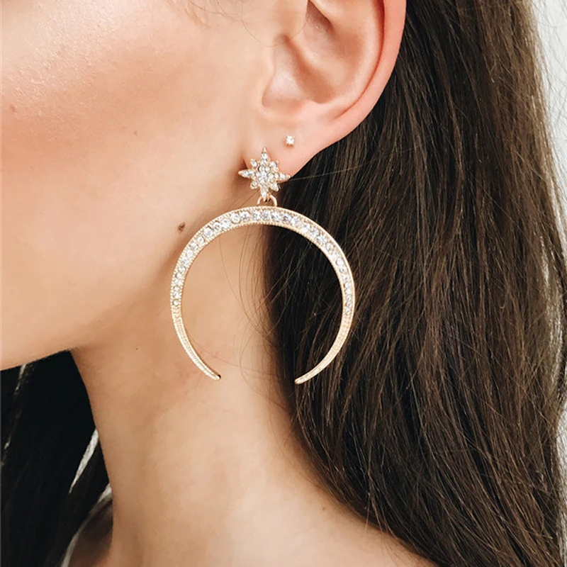 1 Pair Retro Moon Star Gem Earrings Simple Pendant Gold Earrings Women's Fashion Costume Jewelry Accessories
1 Pair Retro Moon Star Gem Earrings Simple Pendant Gold Earrings Women's Fashion Costume Jewelry Accessories