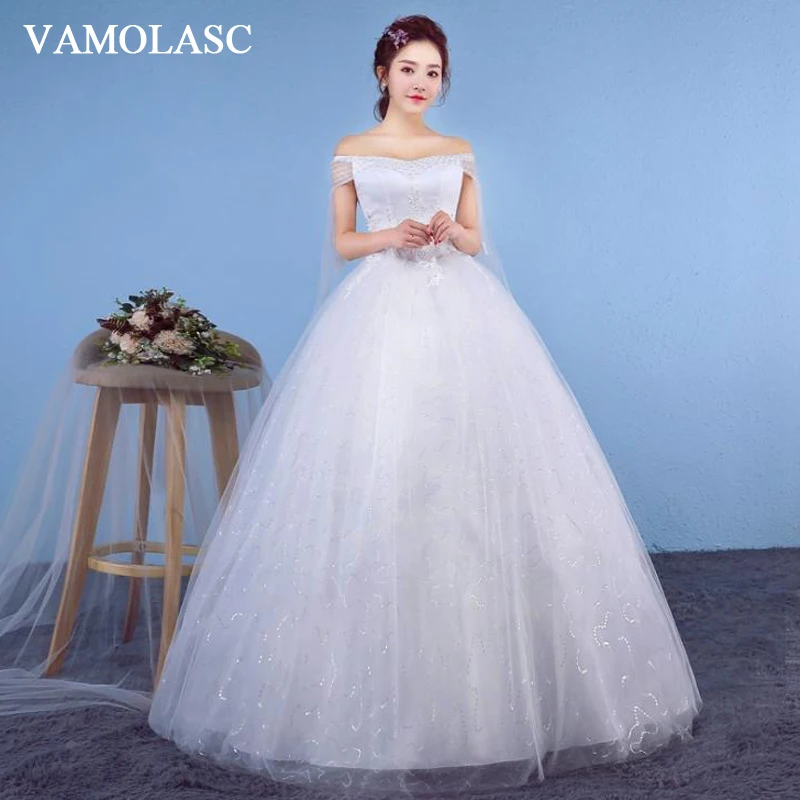VAMOLASC Sequined Boat Neck Lace Appliques Ball Gown Wedding Dresses Off The Shoulder Crystal Backless Bridal Gowns
VAMOLASC Sequined Boat Neck Lace Appliques Ball Gown Wedding Dresses Off The Shoulder Crystal Backless Bridal Gowns