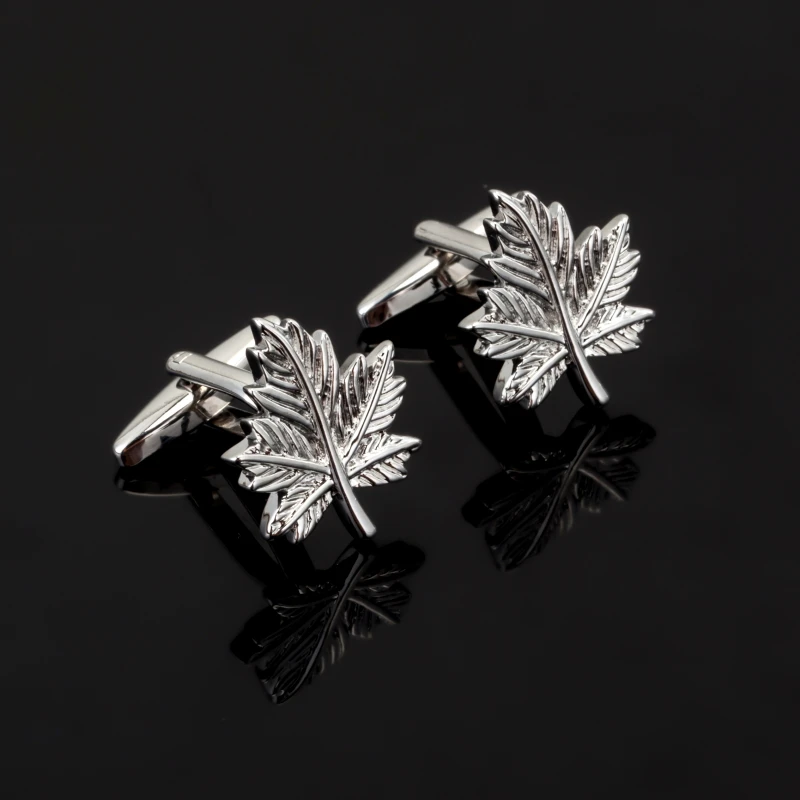 

Silvery maple leaf Cufflinks for Mens Jewelry Shirt Cufflink Brand Cuff Buttons Cuff Link High Quality Christma gift
