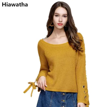 Hiawatha Autumn New Arrival O-Neck Pullover Flare Sleeve Sweater Women Bandage Loosw Knitwear Casual Solid Color Sweaters M020
Hiawatha Autumn New Arrival O-Neck Pullover Flare Sleeve Sweater Women Bandage Loosw Knitwear Casual Solid Color Sweaters M020