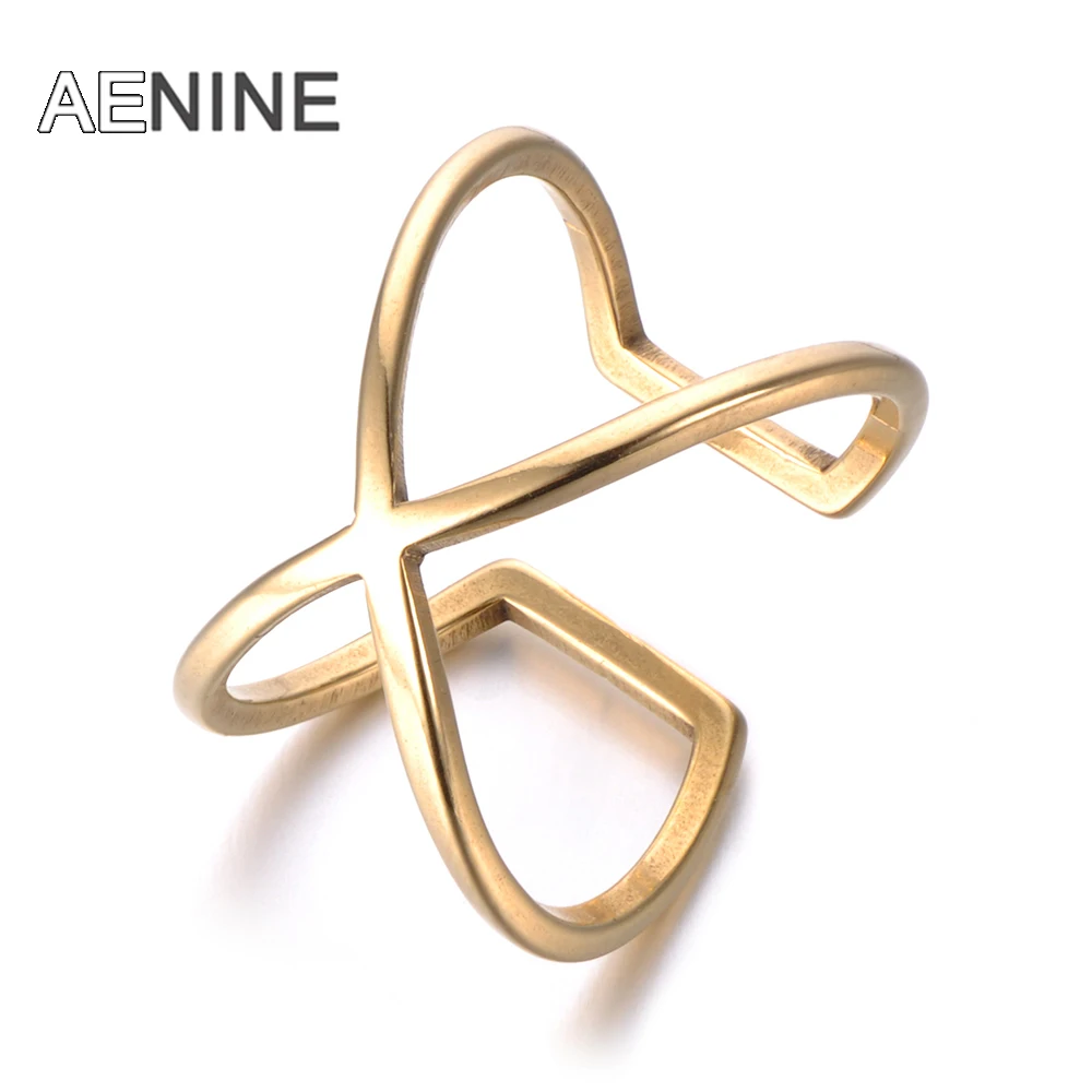 AENINE New Trendy Hollow X Shapae Anniversary Rings Gold Color Stainless Steel Wedding Ring Jewelry For Women Anillo R18062
AENINE New Trendy Hollow X Shapae Anniversary Rings Gold Color Stainless Steel Wedding Ring Jewelry For Women Anillo R18062