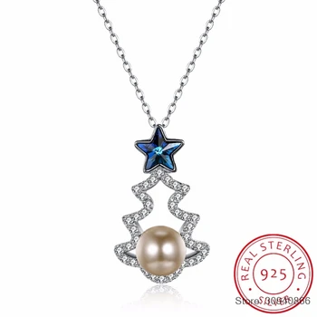 Blue Star Crystal from 925 Sterling Silver Christmas Tree Pearl Pendant Necklaces collares for Women Fine Jewelry
Blue Star Crystal from 925 Sterling Silver Christmas Tree Pearl Pendant Necklaces collares for Women Fine Jewelry