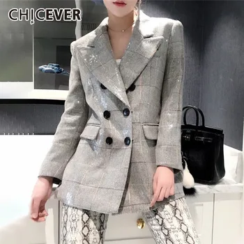 CHICEVER Autumn Women's Blazer Notched Collar Long Sleeve Button Sequin Plaid Coats Clothing Female Fashion New 2020 Korean
CHICEVER Autumn Women's Blazer Notched Collar Long Sleeve Button Sequin Plaid Coats Clothing Female Fashion New 2020 Korean