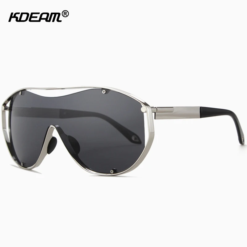 KDEAM Oversized Steampunk Sunglasses Men One Piece Mirror Glasses UV400 zonnebril mannen With Skull Zip Case CE KD618
KDEAM Oversized Steampunk Sunglasses Men One Piece Mirror Glasses UV400 zonnebril mannen With Skull Zip Case CE KD618