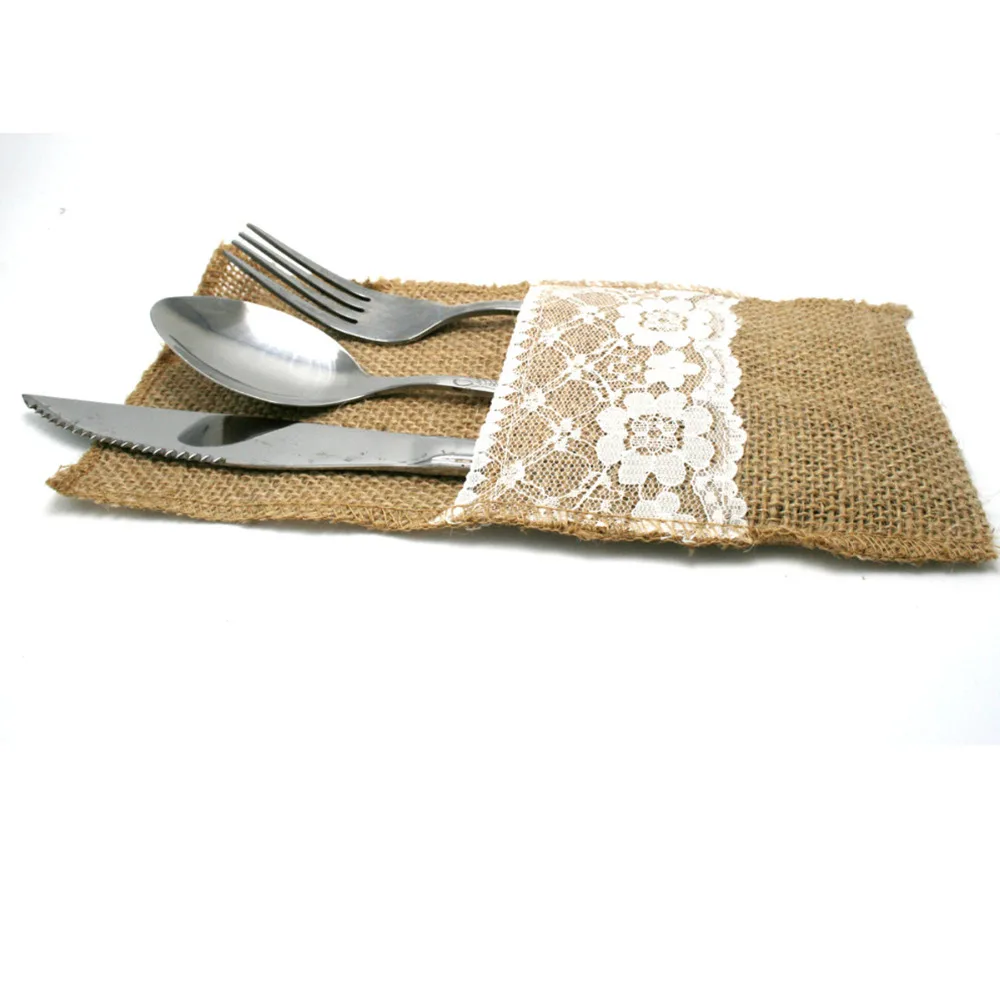 5Pieces 4"x8"Hessian Burlap Lace Wedding Tableware Pouch Cutlery Holder Decor Favor Rustic Vintage Wedding Patry Decoration
5Pieces 4"x8"Hessian Burlap Lace Wedding Tableware Pouch Cutlery Holder Decor Favor Rustic Vintage Wedding Patry Decoration