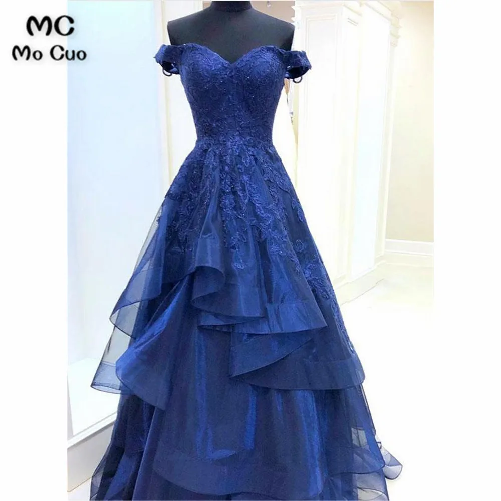 2019 Elegant Navy Blue Evening Dresses Off Shoulder Prom Gown Long with Appliques vestidos de fiesta Tulle Women Evening Dress
2019 Elegant Navy Blue Evening Dresses Off Shoulder Prom Gown Long with Appliques vestidos de fiesta Tulle Women Evening Dress