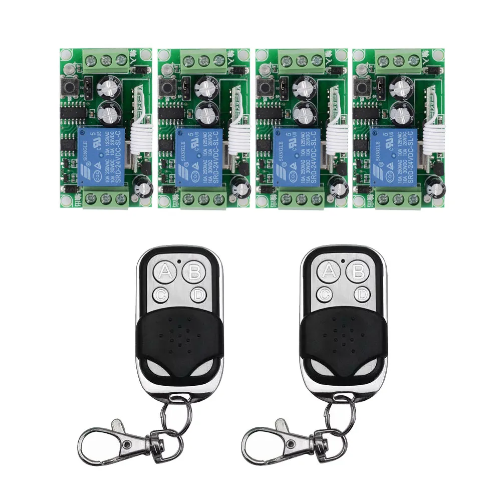 DC 24V 4CH 10A RF Wireless Remote Control Switch Wireless Light Switch 4PCS Receiver + 2PCS 4button Metal Transmitter
DC 24V 4CH 10A RF Wireless Remote Control Switch Wireless Light Switch 4PCS Receiver + 2PCS 4button Metal Transmitter