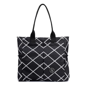 Contracted Joker Waterpoof Oxford Shoulder Bag Ling Plaid Black Handbag European and American Style Leisure Bag Large light Bag
Contracted Joker Waterpoof Oxford Shoulder Bag Ling Plaid Black Handbag European and American Style Leisure Bag Large light Bag