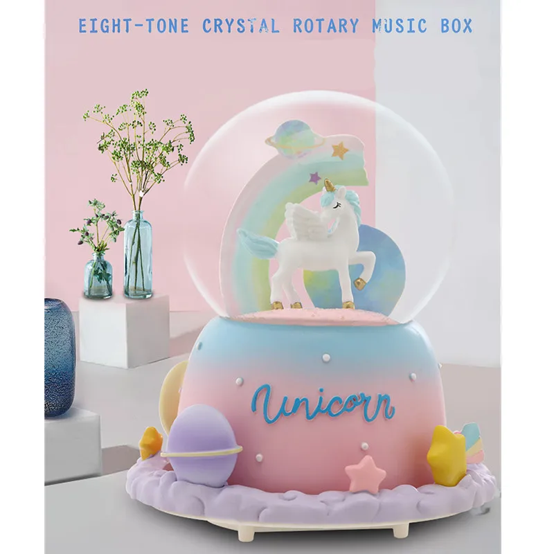 Nordic Unicorn Crystal Ball Drifting Snow Rotation Music Box With LED Light Creative Bedroom Bedside Table Ornaments X2029
Nordic Unicorn Crystal Ball Drifting Snow Rotation Music Box With LED Light Creative Bedroom Bedside Table Ornaments X2029
