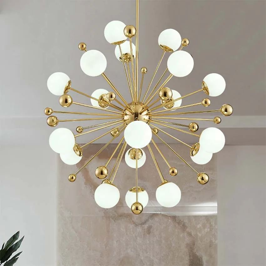 Nordic LED gold pendant light post-modern creative dandelion hanglamp white glass ball dining room kitchen suspension luminaire
Nordic LED gold pendant light post-modern creative dandelion hanglamp white glass ball dining room kitchen suspension luminaire