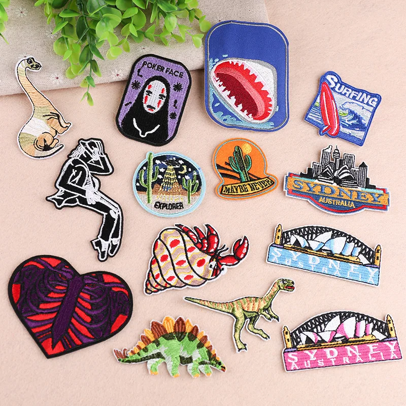 PGY Punk Series Dinosaur Embroidery No Face Man Patches Iron on T-Shirt Sew on Fabric Clothes Sydney Architecture Appliques
PGY Punk Series Dinosaur Embroidery No Face Man Patches Iron on T-Shirt Sew on Fabric Clothes Sydney Architecture Appliques