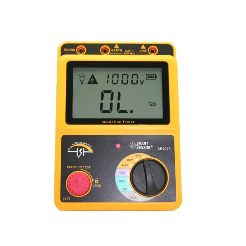 Digital Mega ohm meter 50-1000V insulation resistance tester AR907+ shake meter high resistance meter
Digital Mega ohm meter 50-1000V insulation resistance tester AR907+ shake meter high resistance meter