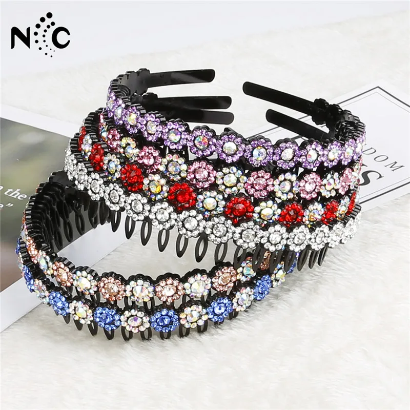 Wholesale 1PC 6 Styles Flowers Two-tone Rhinestone Plastic Headband Hair Hoop Crystal Headwear Hair Accessories for Woman Girls
Wholesale 1PC 6 Styles Flowers Two-tone Rhinestone Plastic Headband Hair Hoop Crystal Headwear Hair Accessories for Woman Girls