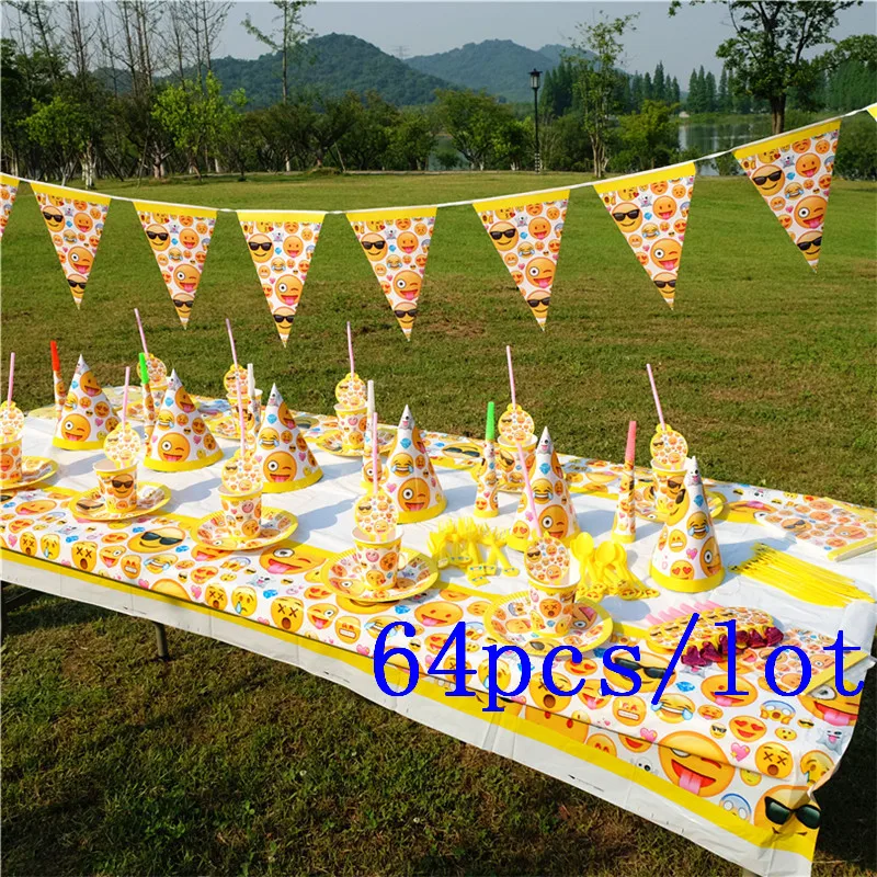 64Pcs/Lot Cartoon Funny Emoticon Disposable Tableware Sets Children's Day Celebration Kids Birthday Decoration Event Supply
64Pcs/Lot Cartoon Funny Emoticon Disposable Tableware Sets Children's Day Celebration Kids Birthday Decoration Event Supply