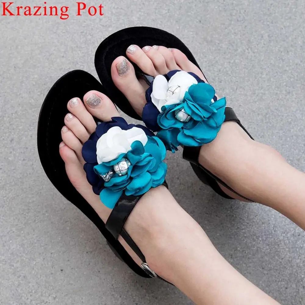 Krazing Pot young girls colorful flowers pearl crystal med heels women sandals buckle strap flip-flop dating party shoes L68
Krazing Pot young girls colorful flowers pearl crystal med heels women sandals buckle strap flip-flop dating party shoes L68