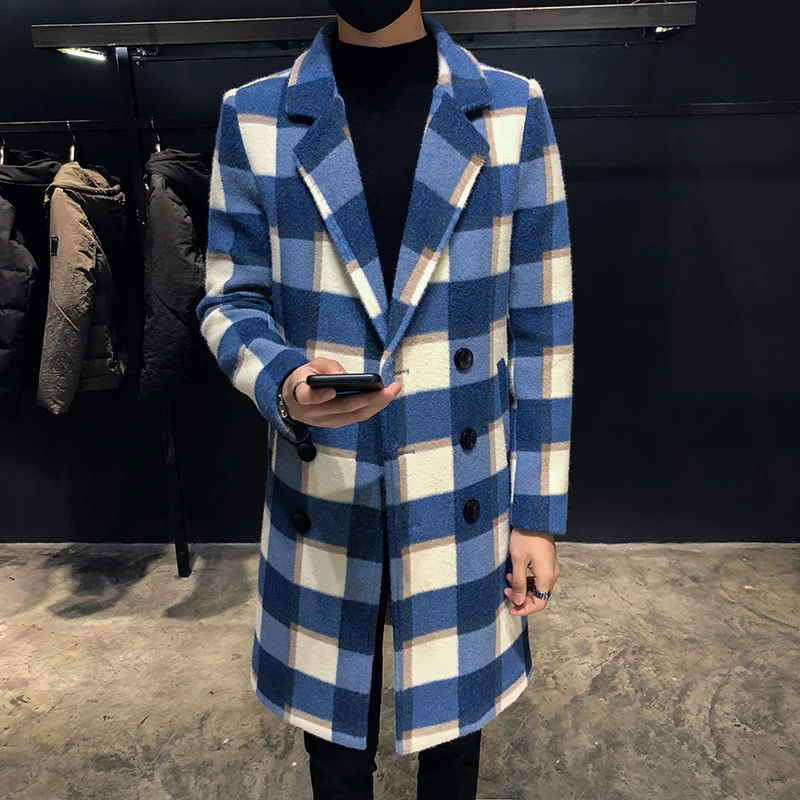 Double Breasted Long Jackets Mens Blue Check Long Trench Coats Mens Plaid Long Wool Coats Mens Overcoat Manteau Homme Slim Fit
Double Breasted Long Jackets Mens Blue Check Long Trench Coats Mens Plaid Long Wool Coats Mens Overcoat Manteau Homme Slim Fit