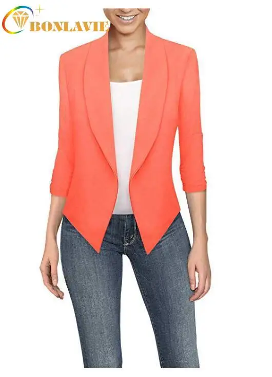 Spring Summer Women Blazer Long Sleeved Solid Color Cardigan Irregular Hem Safari Style Notched No Buttons Office Lady Jacket
Spring Summer Women Blazer Long Sleeved Solid Color Cardigan Irregular Hem Safari Style Notched No Buttons Office Lady Jacket