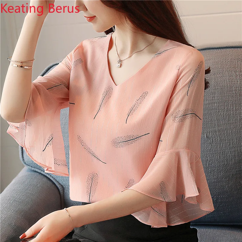 2019 Summer Fashion Women Clothing Butterfly Sleeved Blouses Sweet Short Sleeved Chiffon Print Women Tops Pink Clothing 1387
2019 Summer Fashion Women Clothing Butterfly Sleeved Blouses Sweet Short Sleeved Chiffon Print Women Tops Pink Clothing 1387