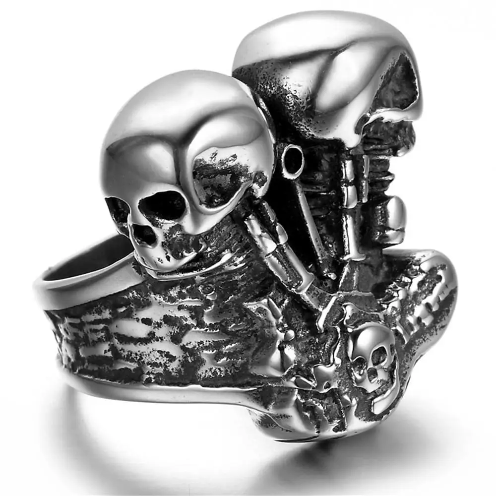 2017 Motor Biker Engine Ring 316L Stainless Steel Mens Women Fashion Biker Double Skull Engine Biker Ring
2017 Motor Biker Engine Ring 316L Stainless Steel Mens Women Fashion Biker Double Skull Engine Biker Ring