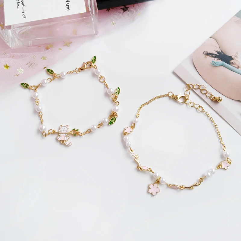 Creative Aesthetic Metal Texture Simple Chain Pink Cherry Blossom Kitten Bracelet Sweet Princess Wind Bracelet For Women
Creative Aesthetic Metal Texture Simple Chain Pink Cherry Blossom Kitten Bracelet Sweet Princess Wind Bracelet For Women