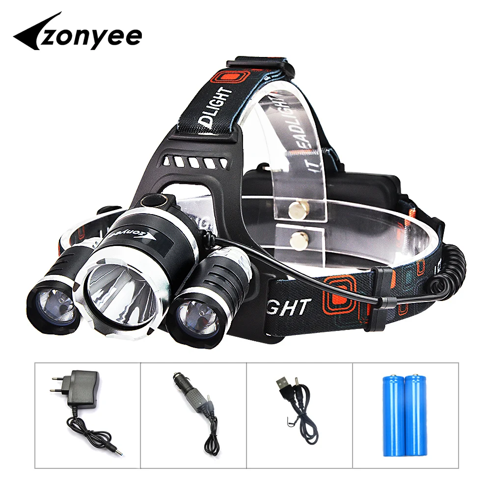 Zonyee LED Headlight 9000 Lumen 3 T6 Headlamp XM-L T6 LED Head Lamp Flashlight Head Torch Headlamp With 18650 Battery Charger
Zonyee LED Headlight 9000 Lumen 3 T6 Headlamp XM-L T6 LED Head Lamp Flashlight Head Torch Headlamp With 18650 Battery Charger