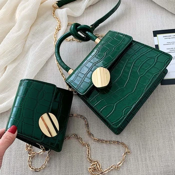 

Top-handle Alligator Tote Bag for Women 2019 PU Leather Women's Handbag Crocodile Pattern Chains Shoulder Messenger Bag Bolsos