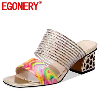 EGONERY shoes woman 2019 summer new fashion sexy mixed colors genuine leather woman slippers outside high square heels shoes
EGONERY shoes woman 2019 summer new fashion sexy mixed colors genuine leather woman slippers outside high square heels shoes