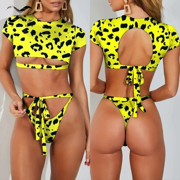 Bikinx Crop top leopard bikini set T-shirt bandage female swimsuit 2019 Hollow out bathing suit women sexy thong swimwear bath
Bikinx Crop top leopard bikini set T-shirt bandage female swimsuit 2019 Hollow out bathing suit women sexy thong swimwear bath