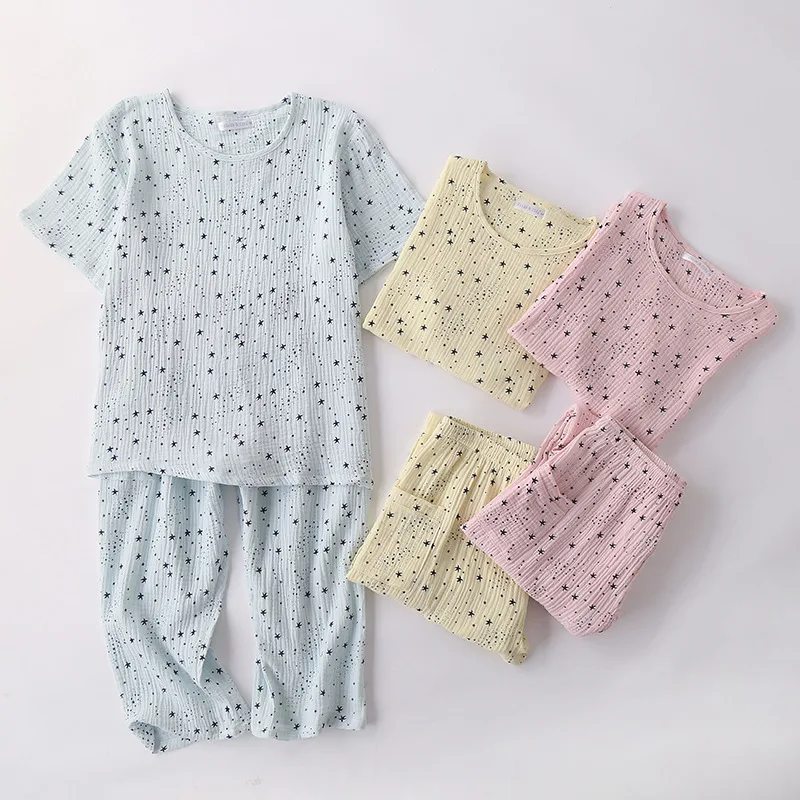 Spring Women Short-sleeved Seven-minute Pants Sleepwear 100% Cotton Crepe Printing Pajamas Round Neck Sexy Pijamas Home Clothes
Spring Women Short-sleeved Seven-minute Pants Sleepwear 100% Cotton Crepe Printing Pajamas Round Neck Sexy Pijamas Home Clothes