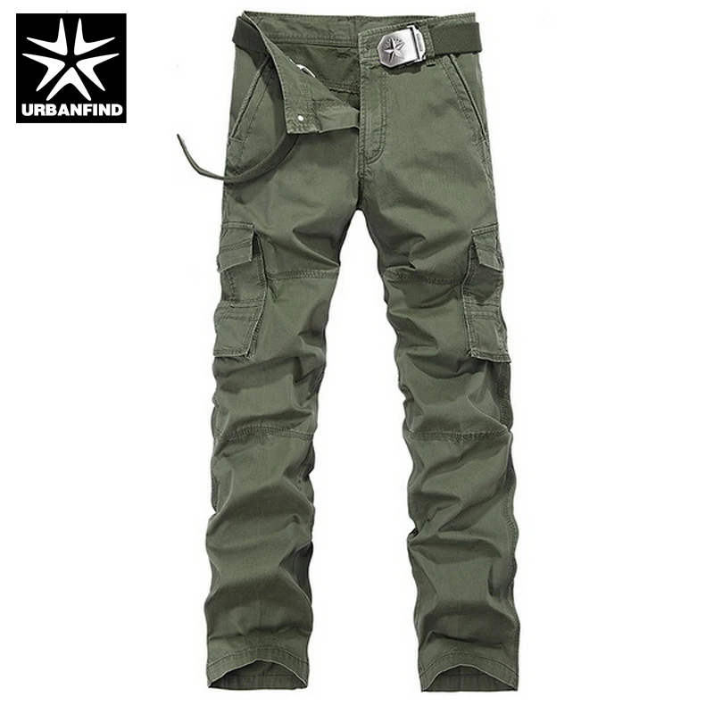Фото URBANFIND Men Casual Cargo Trousers Big Size 29-38 Man Military Baggy Pants Army Green / Khaki Black no belt | Мужская одежда