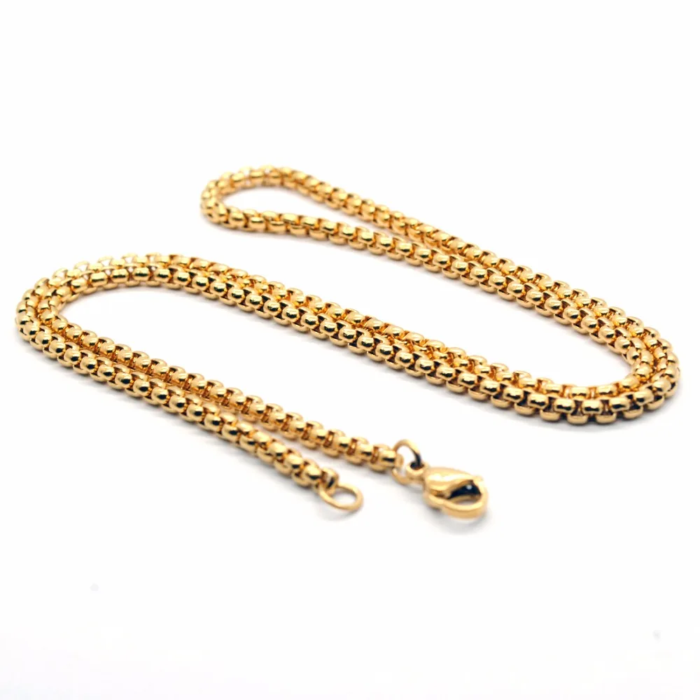 3mm Width Gold Color 316L Stainless Steel Box Chain Necklace Men Hip Hop Rock jewelry 50CM/60CM/70CM
3mm Width Gold Color 316L Stainless Steel Box Chain Necklace Men Hip Hop Rock jewelry 50CM/60CM/70CM