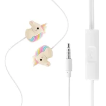 Special Unicorns Cartoon Earphones Colorful Rainbow Horse In-ear Earphone 3.5mm Earbuds With Mic Mini Earphone For Smartphone(China)