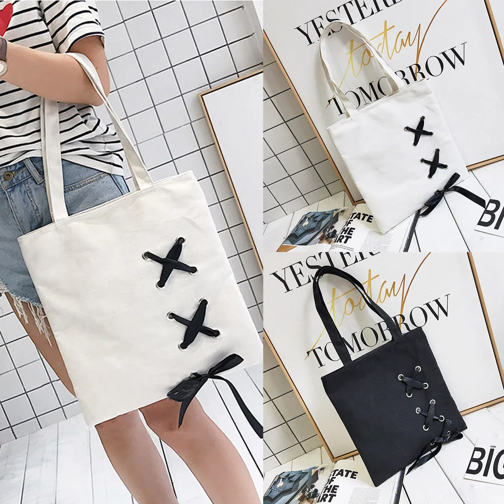 New Women's Casual Lace-up Canvas Tote Bag Female Canvas Shoulder Bags crossbody bags for women Beach bag bolso mujer
New Women's Casual Lace-up Canvas Tote Bag Female Canvas Shoulder Bags crossbody bags for women Beach bag bolso mujer