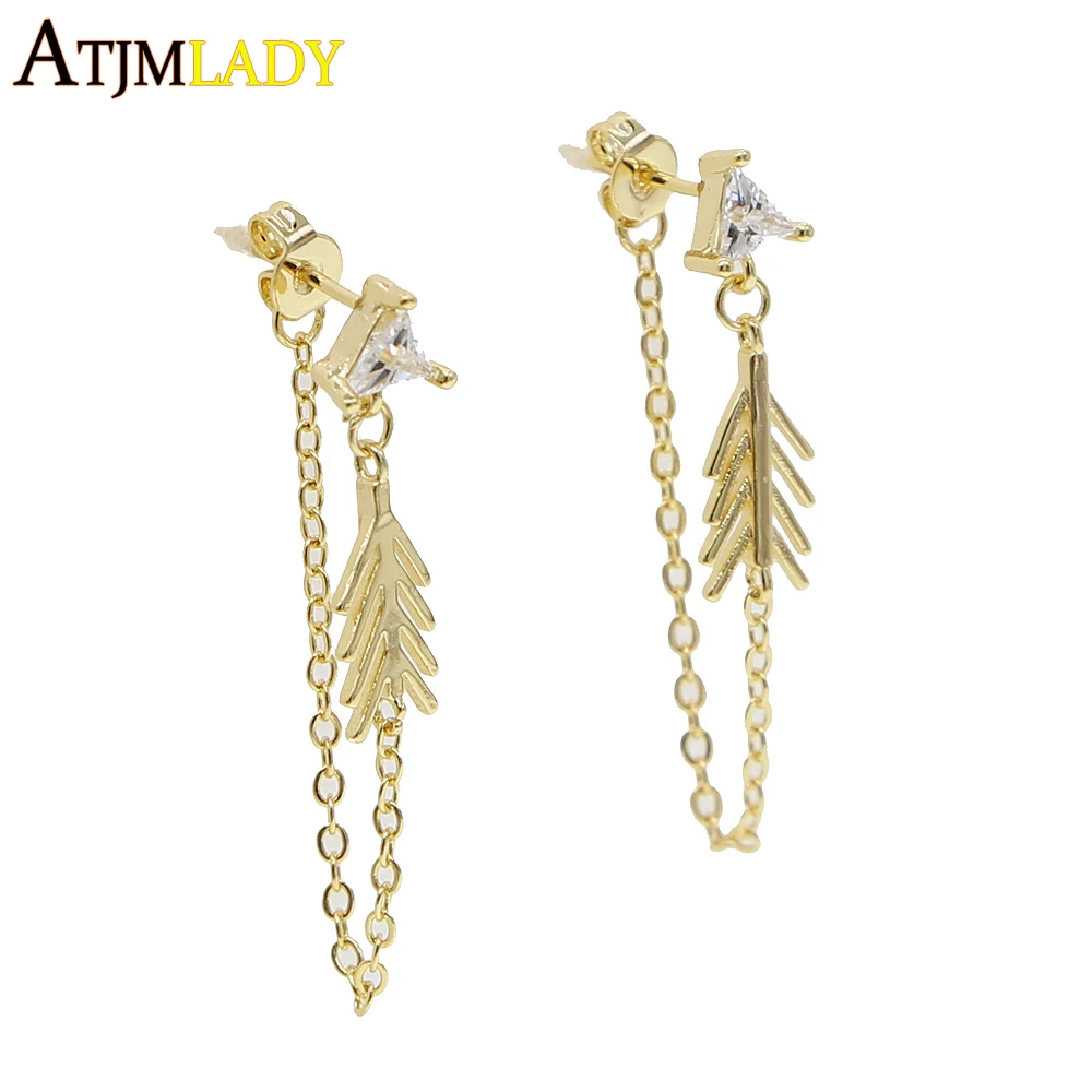 vintage classic women jewelry gold filled cz leaf feather drop charm earring with tassel chain triangle cz paved fashion jewelry
vintage classic women jewelry gold filled cz leaf feather drop charm earring with tassel chain triangle cz paved fashion jewelry