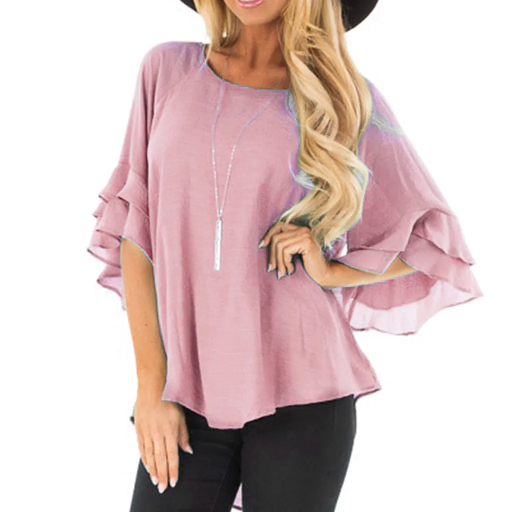 2019 Summer Fashion Boho Solid Blouse Women Flare Sleeve Loose Tee Tops Ladies Shirt Casual Short Sleeve Female Spring Blusas
2019 Summer Fashion Boho Solid Blouse Women Flare Sleeve Loose Tee Tops Ladies Shirt Casual Short Sleeve Female Spring Blusas