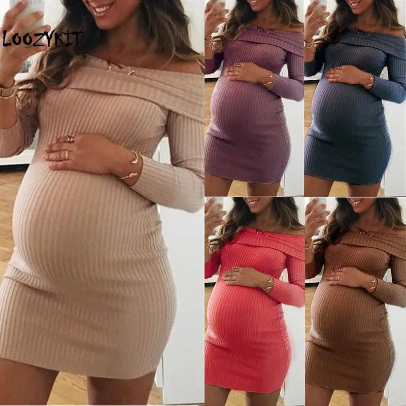 Loozykit 2019 Maternity Dress Autumn Winter Pregnancy Clothes Pregnant Women Shoulderless Long Sleeve Sexy Mummy Clothing
Loozykit 2019 Maternity Dress Autumn Winter Pregnancy Clothes Pregnant Women Shoulderless Long Sleeve Sexy Mummy Clothing