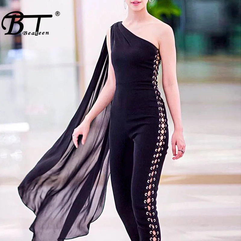 Beateen Women Jumpsuits One Shoulder Hollow Out Black Batwing Sleeve Romper Sexy Bodycon Jumpsuits 2018 Summer Fashion
Beateen Women Jumpsuits One Shoulder Hollow Out Black Batwing Sleeve Romper Sexy Bodycon Jumpsuits 2018 Summer Fashion