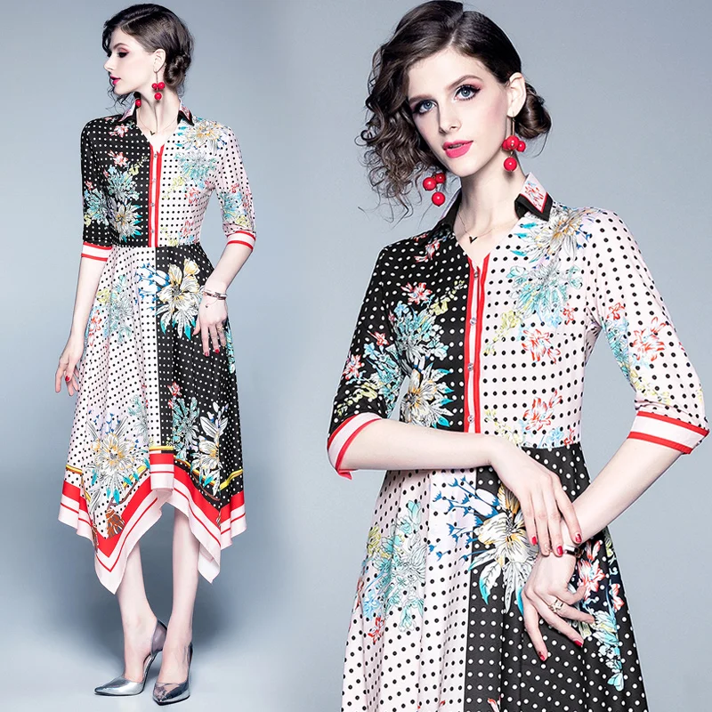Designer Dresses Runway casual new women's irregular tuxedo flower dot print lapel patchwork color dress
Designer Dresses Runway casual new women's irregular tuxedo flower dot print lapel patchwork color dress
