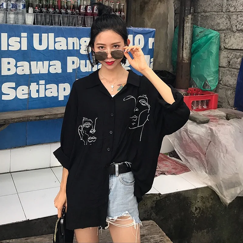 Women Blouses harajuku Creative Printed Long Sleeve Turn Down Collar Blouse Ladies Shirts casual oversize Asymmetry Blusas Femme
Women Blouses harajuku Creative Printed Long Sleeve Turn Down Collar Blouse Ladies Shirts casual oversize Asymmetry Blusas Femme