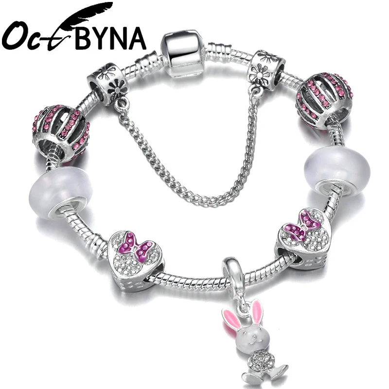 Octbyna New Cartoon Bead Charm Bracelet For Women Cute Little White Rabbit Pendant Snake Chain Fine Bracelet For Girl Gift
Octbyna New Cartoon Bead Charm Bracelet For Women Cute Little White Rabbit Pendant Snake Chain Fine Bracelet For Girl Gift