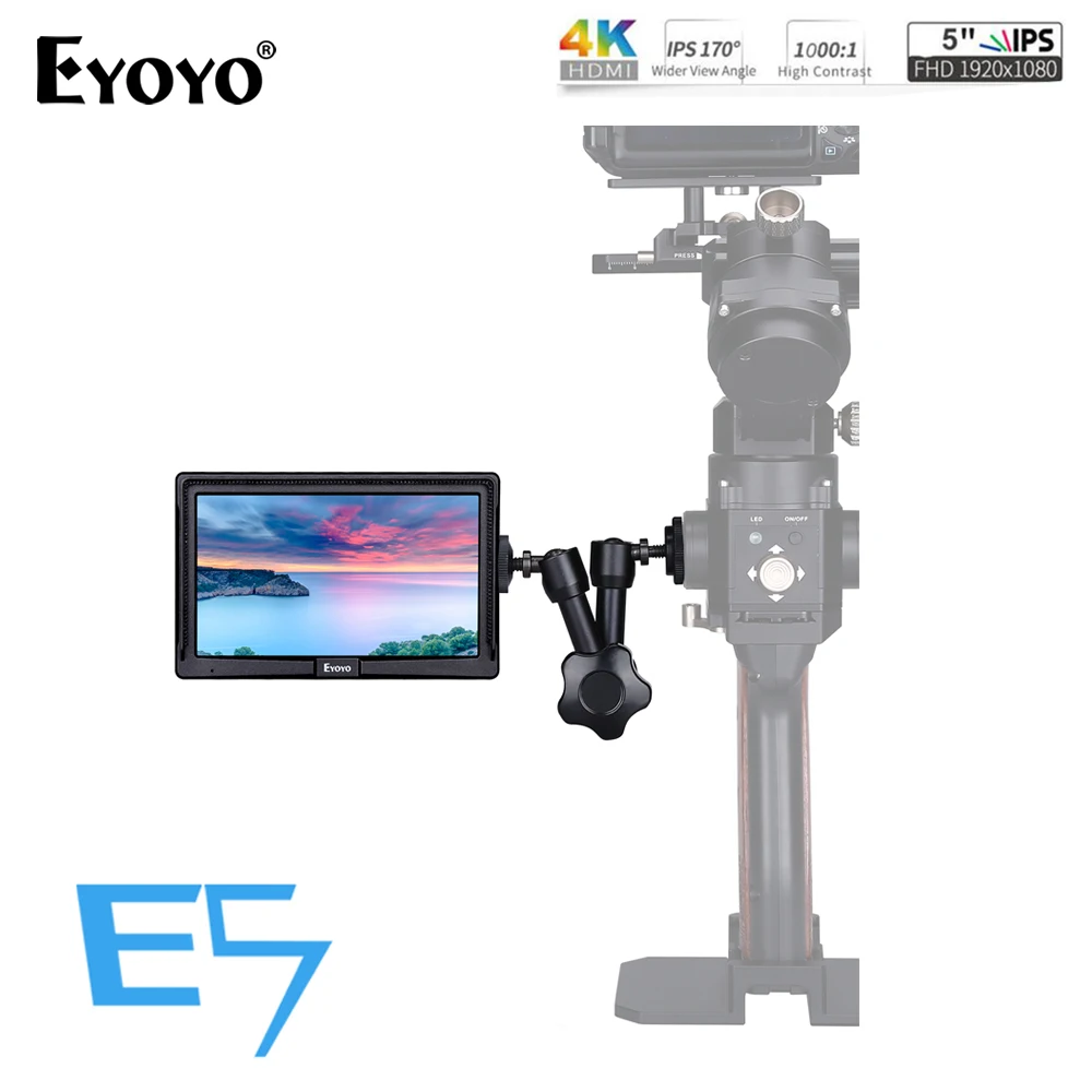 Eyoyo E5 5 Inches 1920x1080 Field IPS Video Monitor DSLR On-Camera 4K monitor HDMI IN OUT for Gimbals Stabilizer Camera monitor
Eyoyo E5 5 Inches 1920x1080 Field IPS Video Monitor DSLR On-Camera 4K monitor HDMI IN OUT for Gimbals Stabilizer Camera monitor