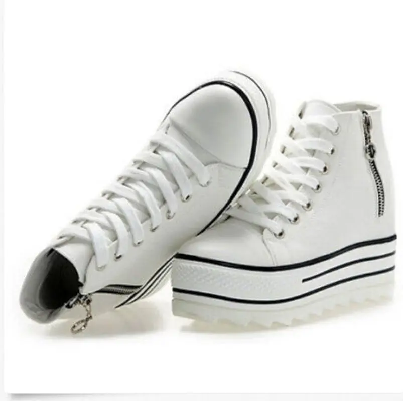 Womens Platform Lace Up Zippers Canvas High Top Sneakers Casual Athletic Super High Hidden Heel Shoes New Black White A342
Womens Platform Lace Up Zippers Canvas High Top Sneakers Casual Athletic Super High Hidden Heel Shoes New Black White A342