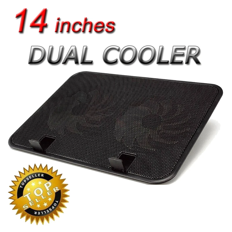 Image Ergonomic 14 inch usb power laptop cooler heatsink base 2 fan notebook cooling pad Computer Fan Base 140mm strong cool stand