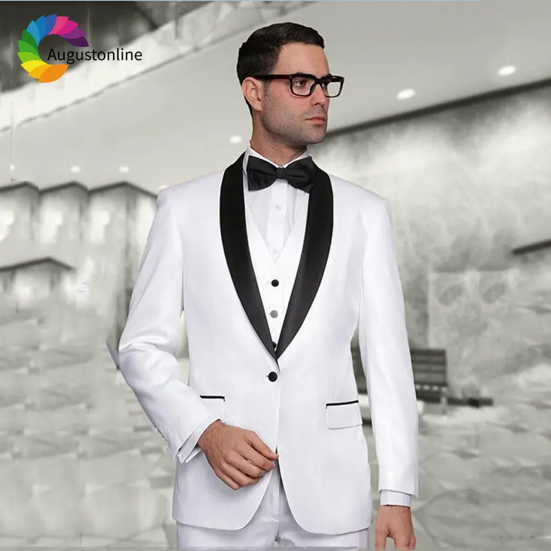 Custom White Men Suit Wedding Suits for Men Black Shawl Lapel Blazer Masculino 3Piece Jacket Pants Vest Slim Fit Groom Tuxedo
Custom White Men Suit Wedding Suits for Men Black Shawl Lapel Blazer Masculino 3Piece Jacket Pants Vest Slim Fit Groom Tuxedo