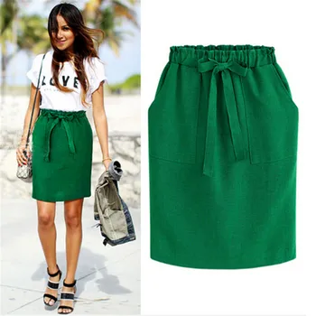 Summer Solid Pleated Skirt Women Green Black Gray Green Office Lady Bow Tie Sashes Pencil Skirt Lady Elastic Waist Boycon Skirts
Summer Solid Pleated Skirt Women Green Black Gray Green Office Lady Bow Tie Sashes Pencil Skirt Lady Elastic Waist Boycon Skirts